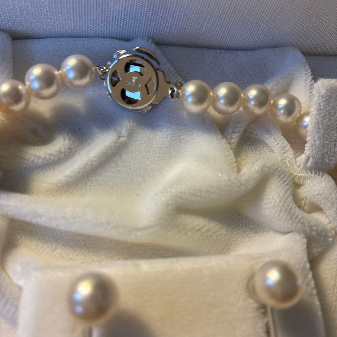 ピンキッシュホワイト本真珠 ネックレスとピアスセット◎鑑定書付き