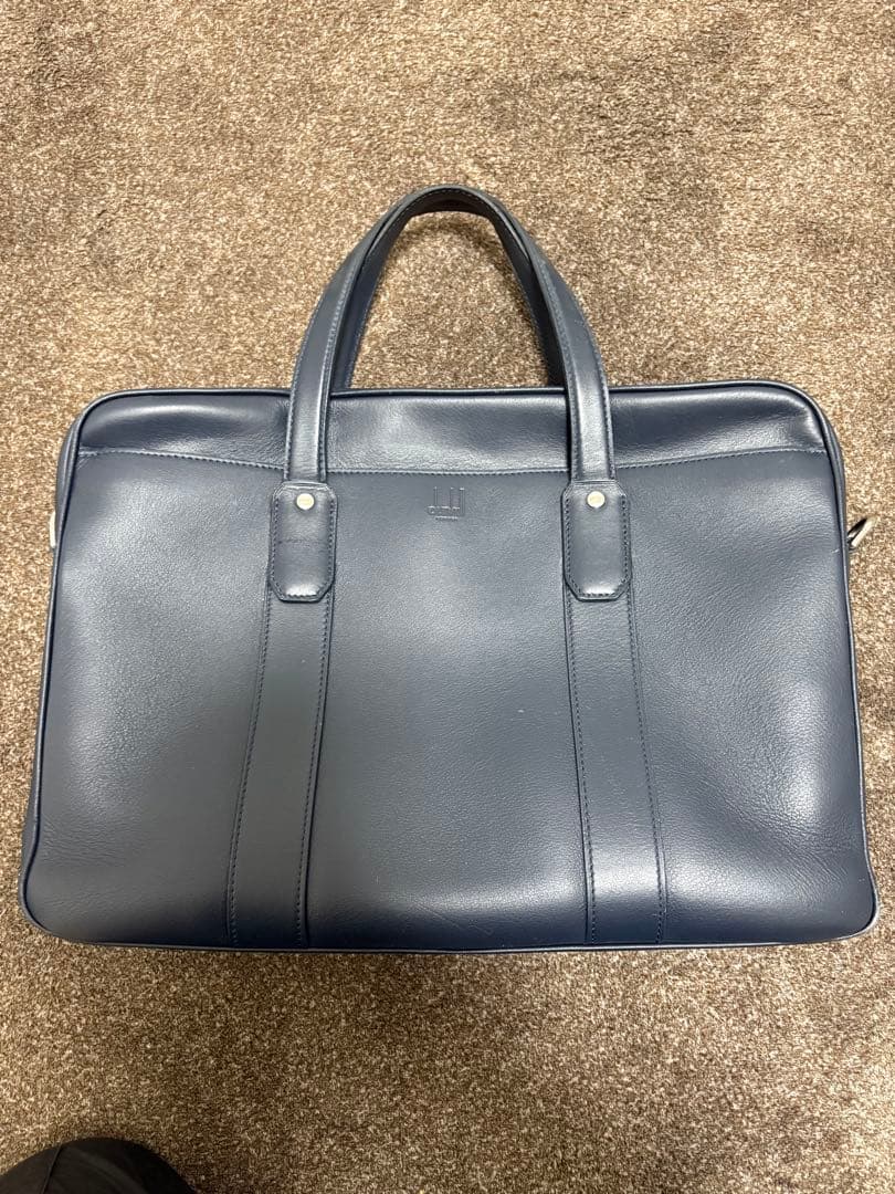 dunhill ネイビー レザー ビジネスバッグ
