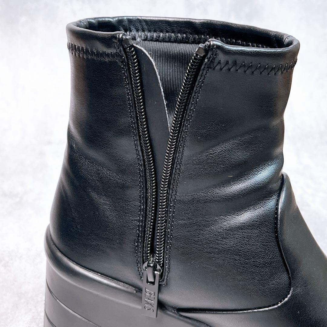 【ビーアクシス】バランスコアブーツ (L) 厚底 サイドジップ　レザー ブラック