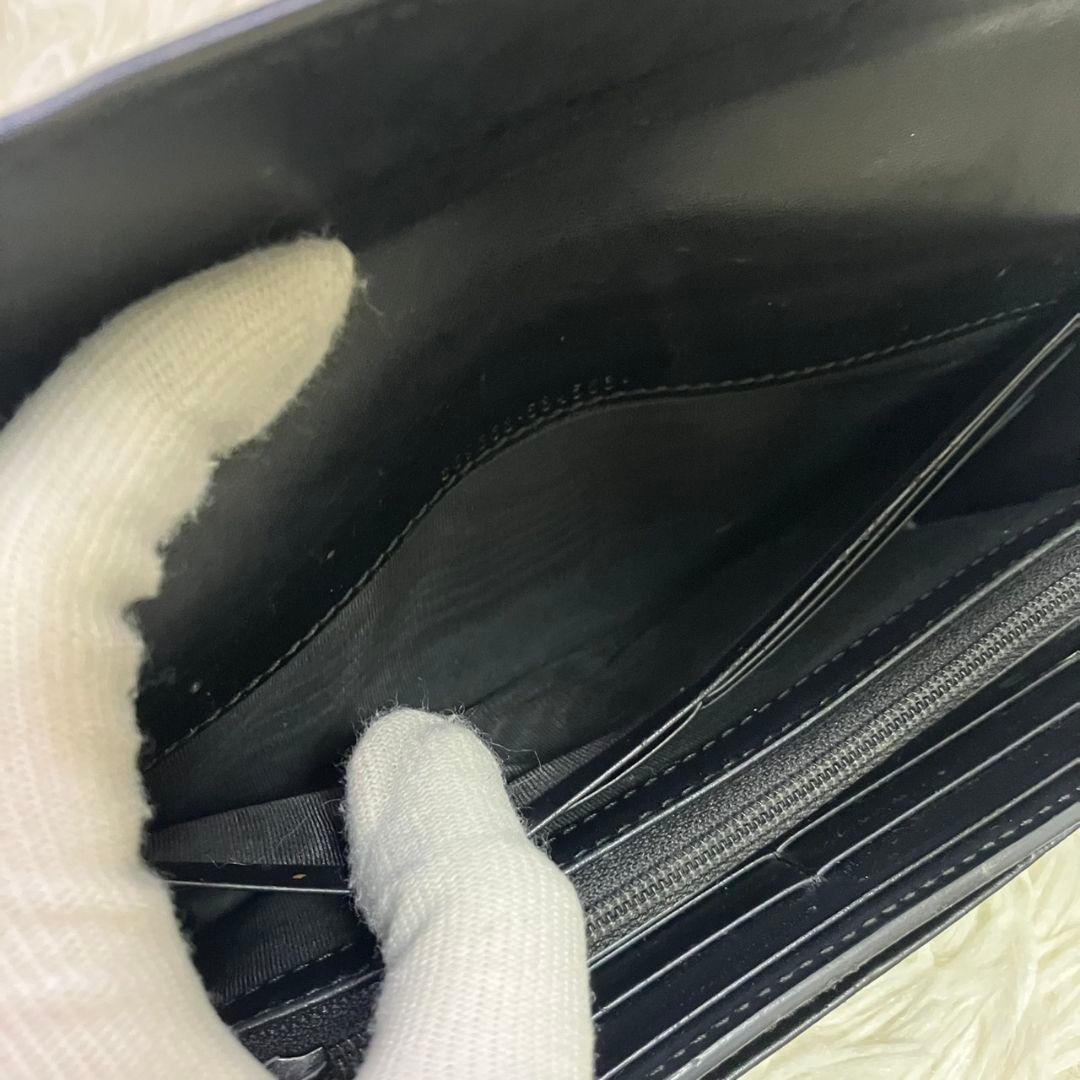 ✨極美品✨グッチ　長財布　二つ折り　インターロッキング　シマレザー　ブラック