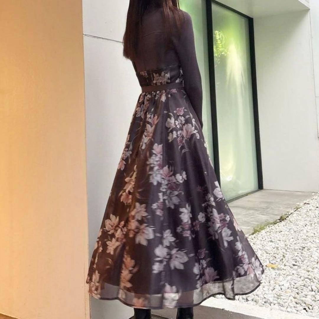 マーキュリーデュオ フラワードッキングロングスリーブワンピース