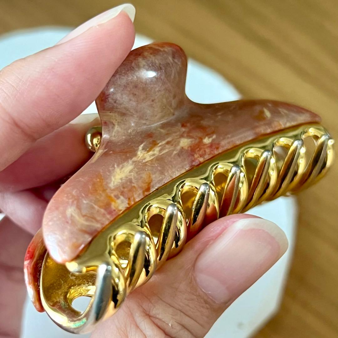 acca オレンジ系 ヘアクリップ　中サイズ