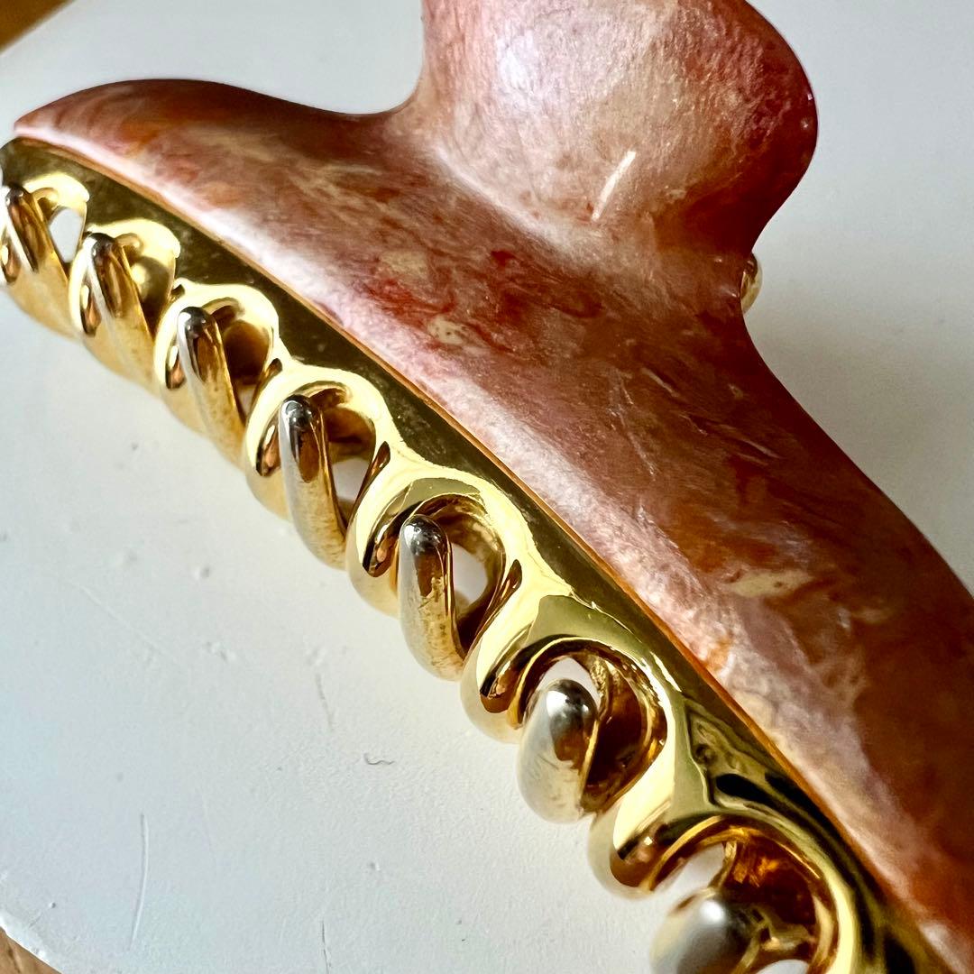 acca オレンジ系 ヘアクリップ　中サイズ