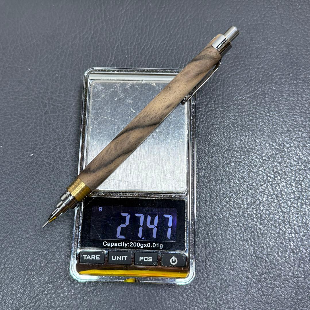 165黒柿　木製シャーペン　最強低重心(少しR) 溝つき　真鍮　無塗装