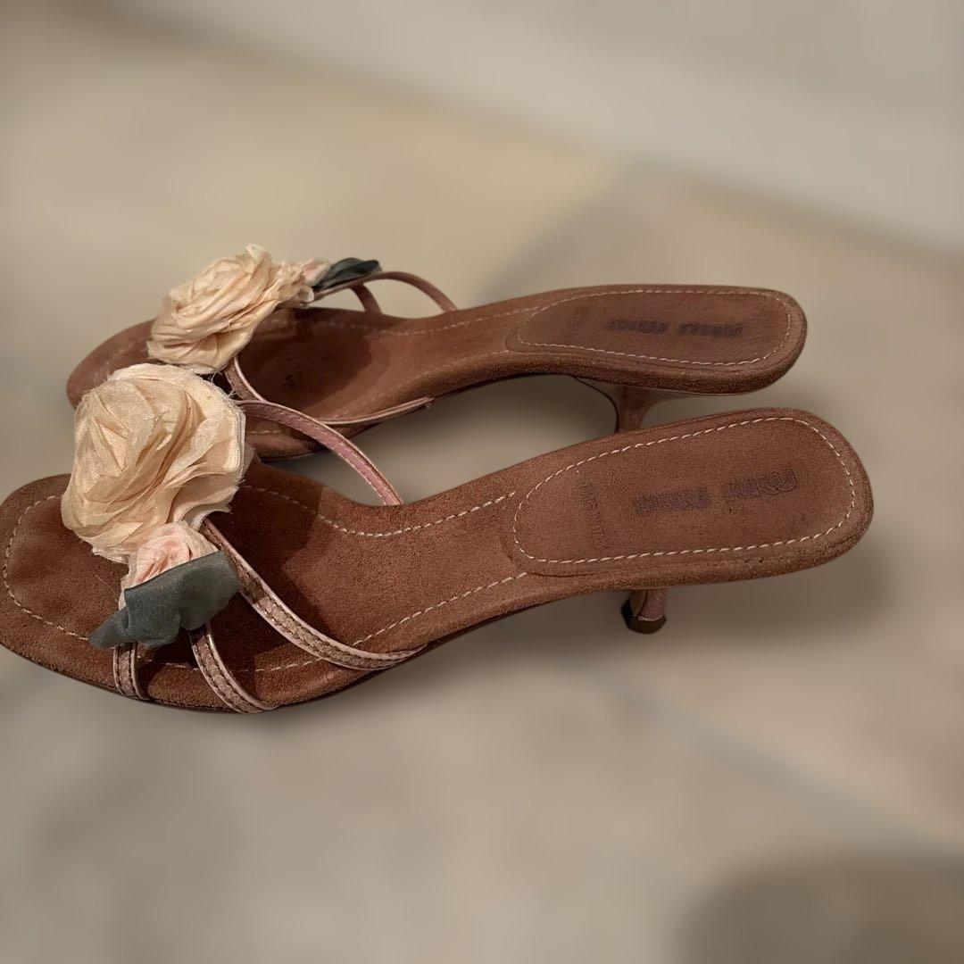 I*e様 Miu Miu フラワー装飾 ハイヒールサンダル