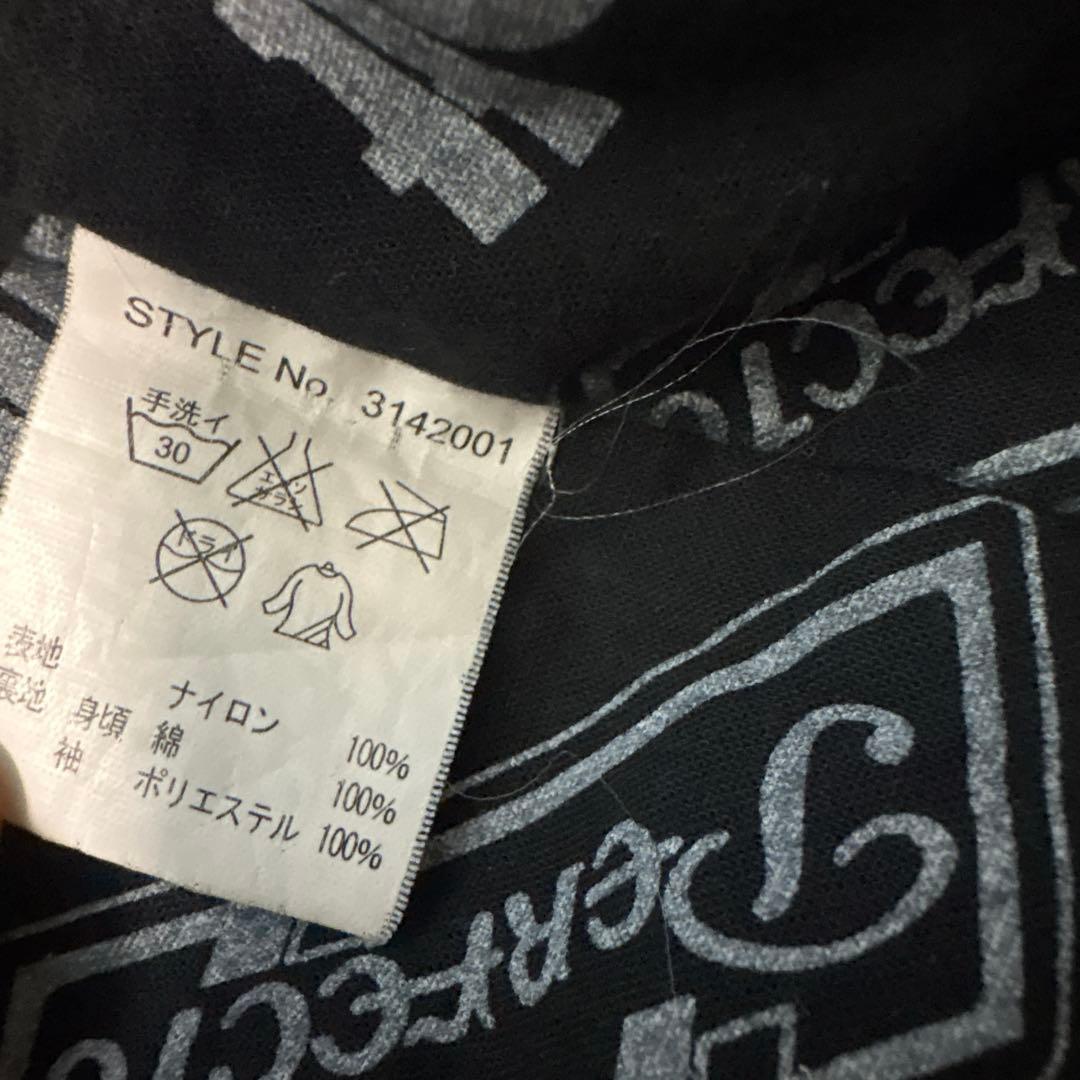 schott ナイロンコーチジャケット バックプリント ピンスト ネイビー M