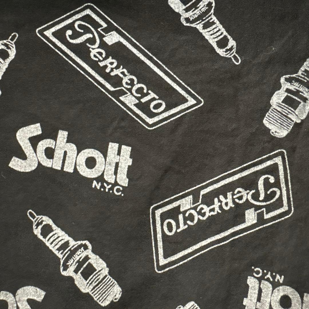 schott ナイロンコーチジャケット バックプリント ピンスト ネイビー M