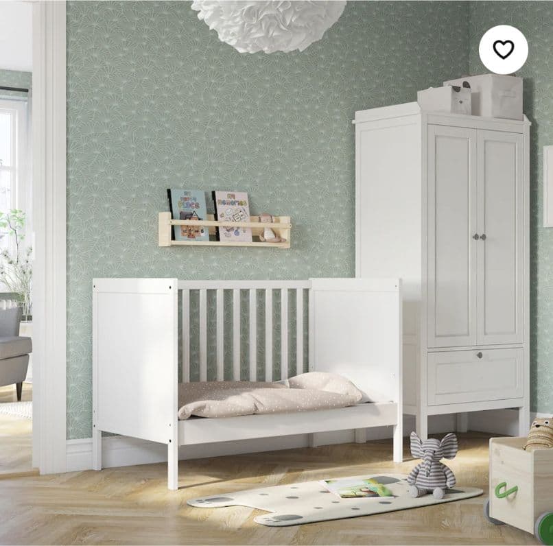 グレー 木製ベビーベッド IKEA SUNDVIK ズンドヴィーク　マットレス付