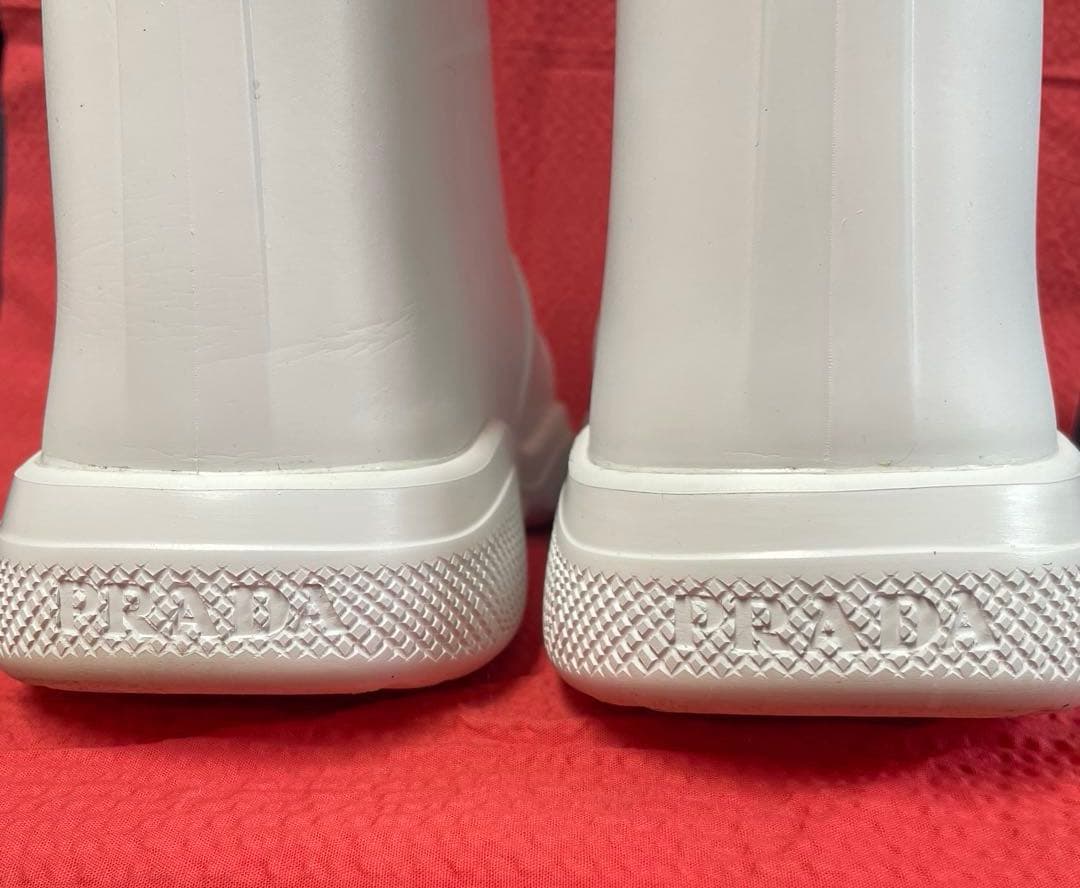 PRADA プラダ ラバーブーツ 白36(23〜23.5)レインブーツ シューズ