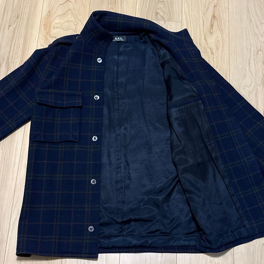A.P.C. エポレット付 ウールシャツジャケット スタンドカラー ミリタリーS