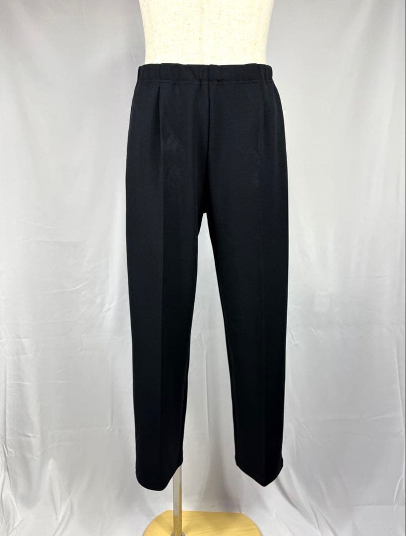 新作BEAMS ストレッチ接触冷感ダブルフェイス梨地パンツSize:L BK