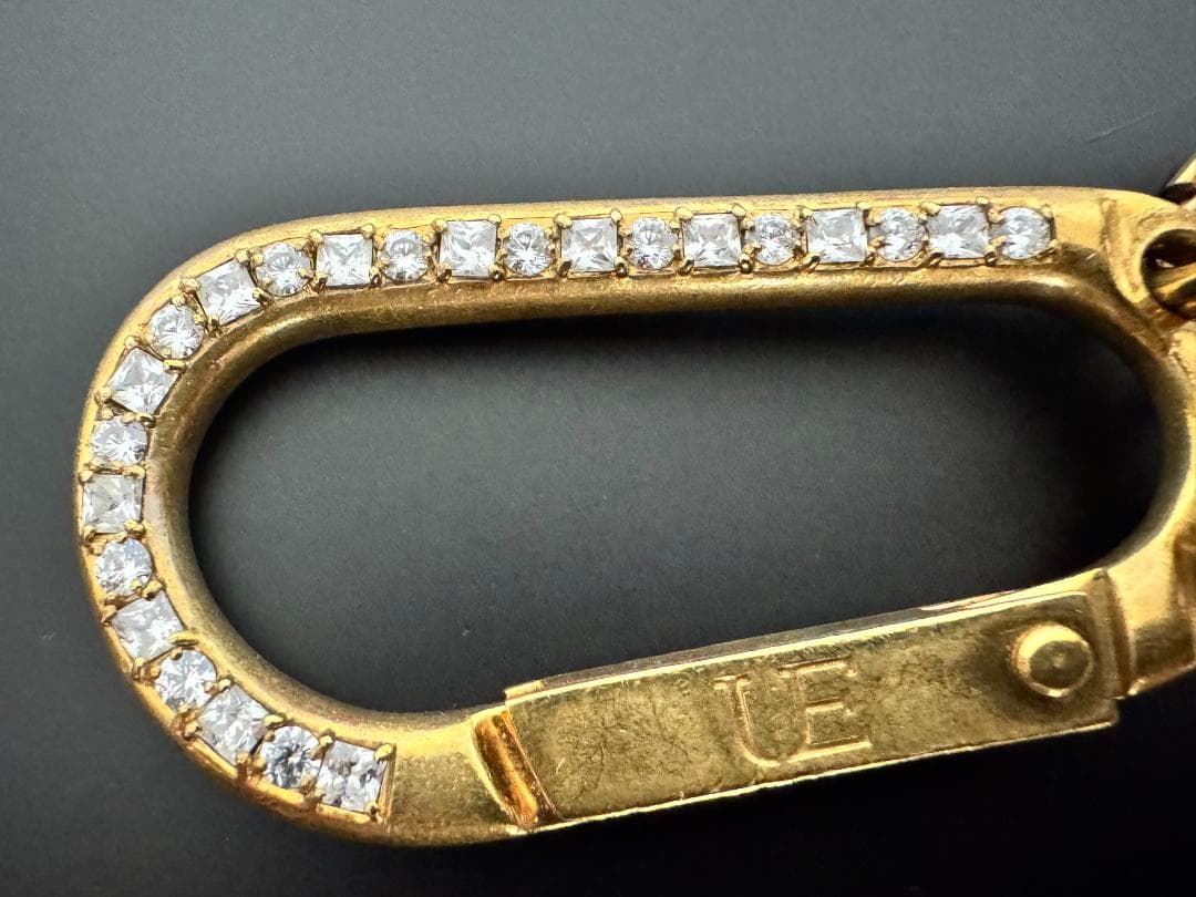 ゴールド ストーン付き カラビナ型キーリング