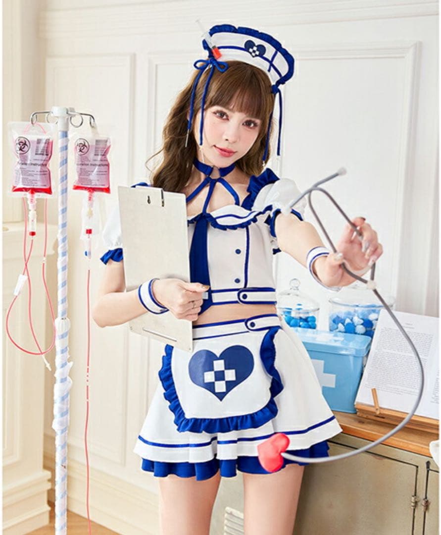 【新品】Malymoon ロザリオモチーフナースコスチューム ブルー