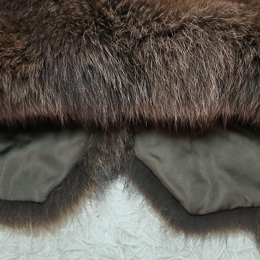 エンバ　ラクーン(アライグマ)ファーコート　L　ダークブラウン　太めアーム