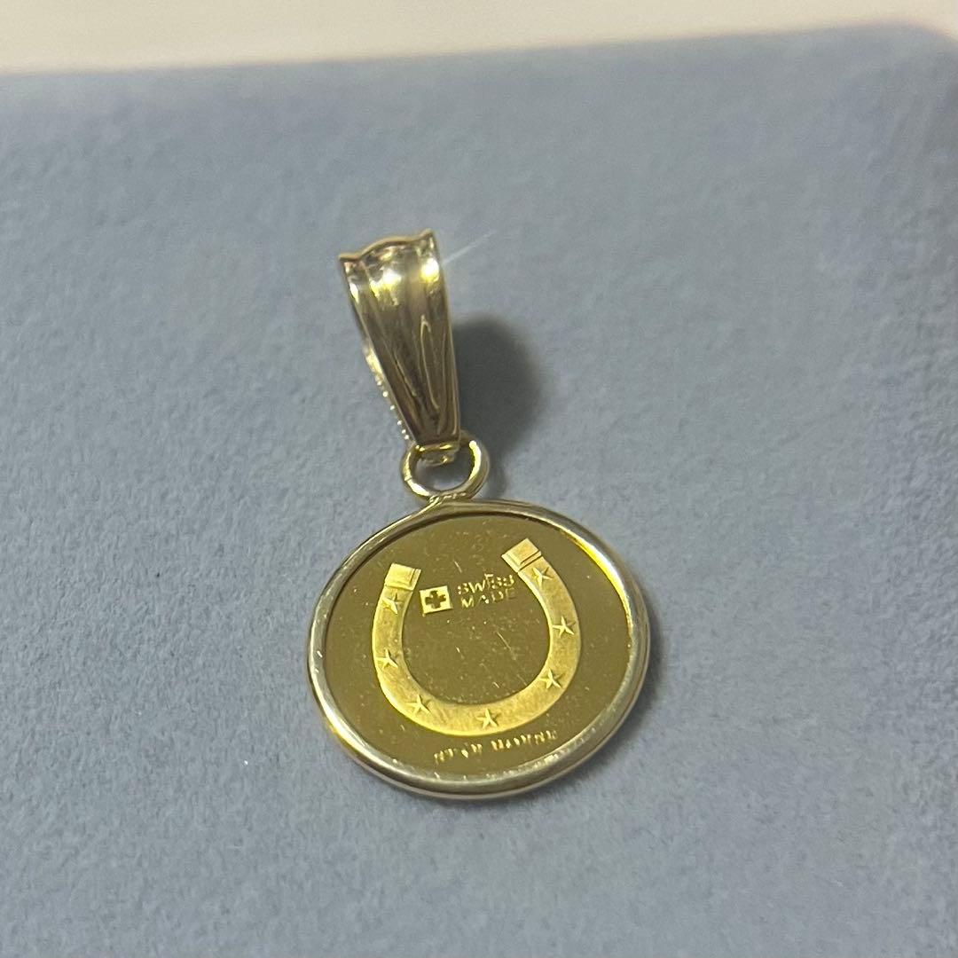 スターホース ペンダントヘッド 1/25オンス 純金メダル & K18フレーム