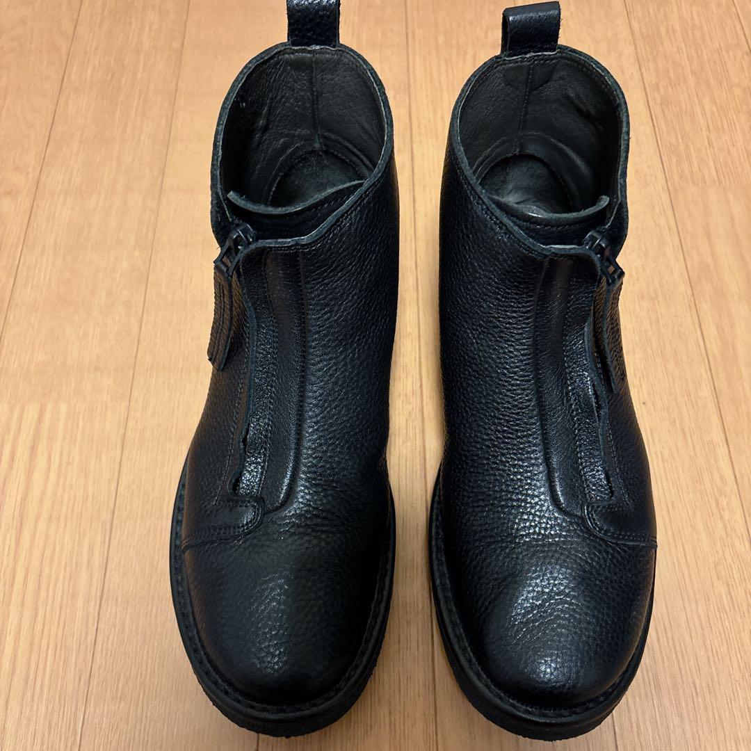 SAYA 23cm 本革 レザー ショートブーツ 黒 サイドジップ 日本製