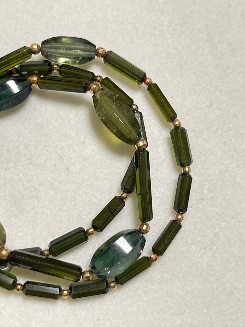 アクセサリーネックレスk18、天然トルマリン