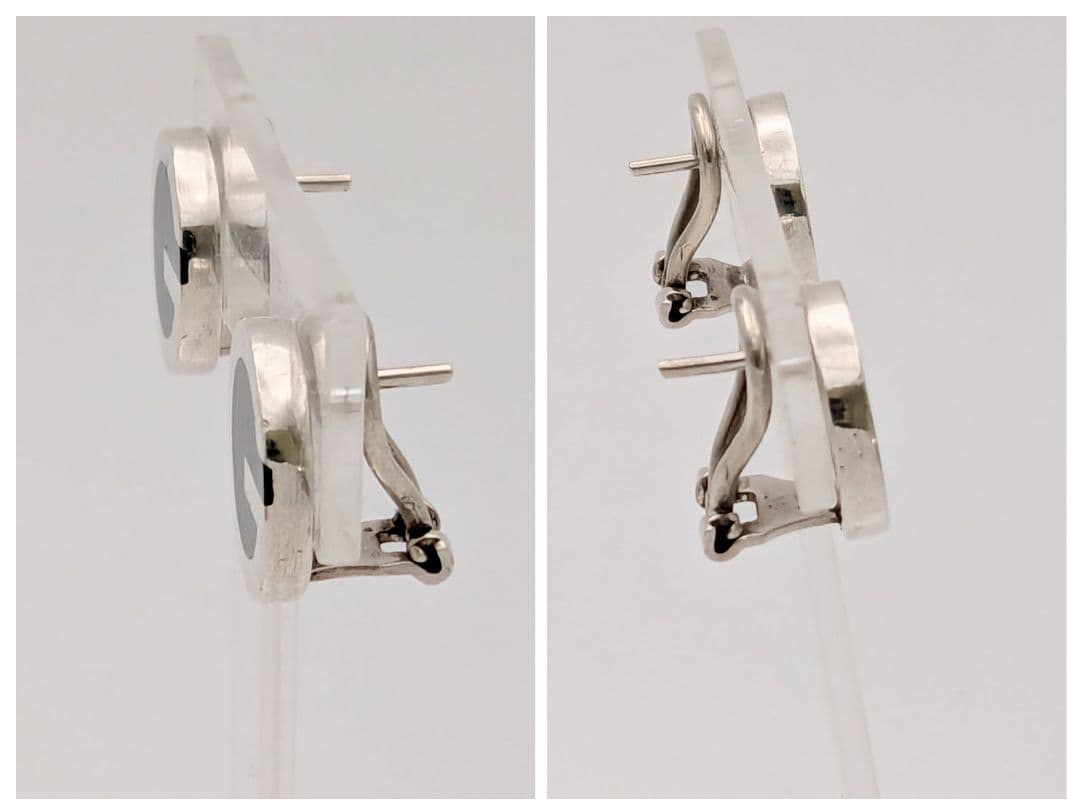 希少 グッチ GUCCI Gマーク オニキス シルバー 925 ピアス