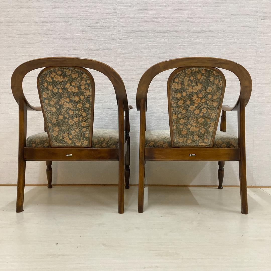 【オールドカリモク】コロニアル　一人掛けソファ　シングルソファ　椅子　２脚セット