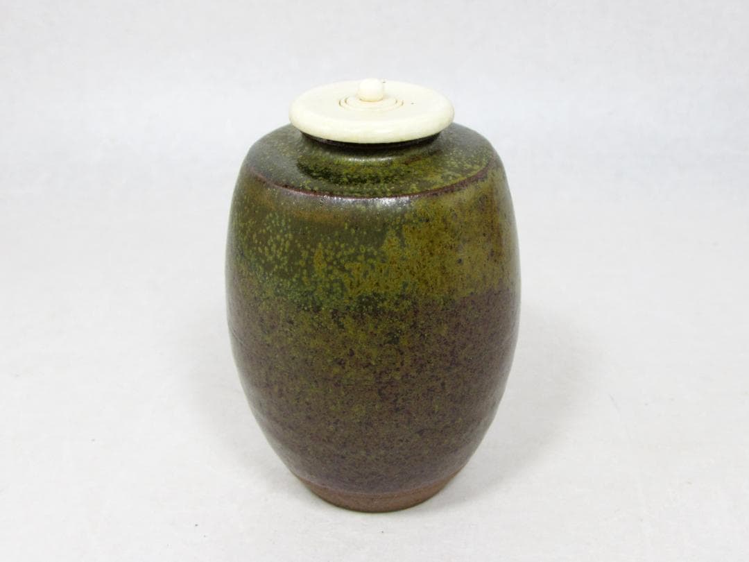 【茶道具】 丹波焼 市野信水 肩衝茶入　仕覆（薩摩間道） 信水窯 丹波茶入