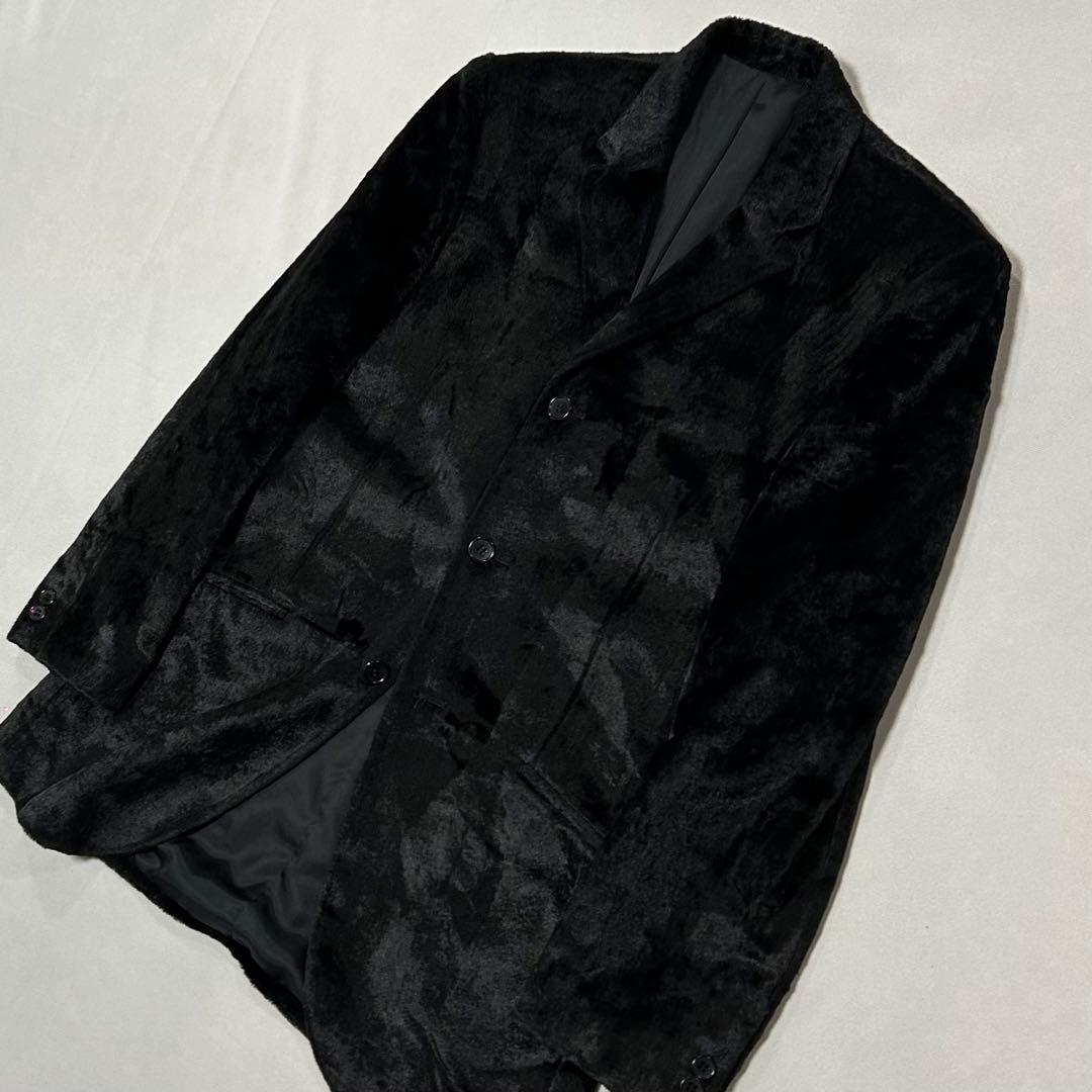 90s ベロア セットアップ テーラードジャケット スラックス レーヨン 光沢