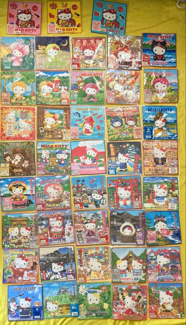 12345 ご当地‼️✳️キティタオルハンカチ‼️43枚✳️プチタオルサンリオ　レトロ