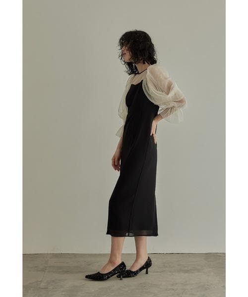 美品 niana ニアナ チュールオフショルダードレス M パーティー 結婚式