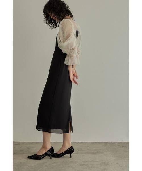 美品 niana ニアナ チュールオフショルダードレス M パーティー 結婚式