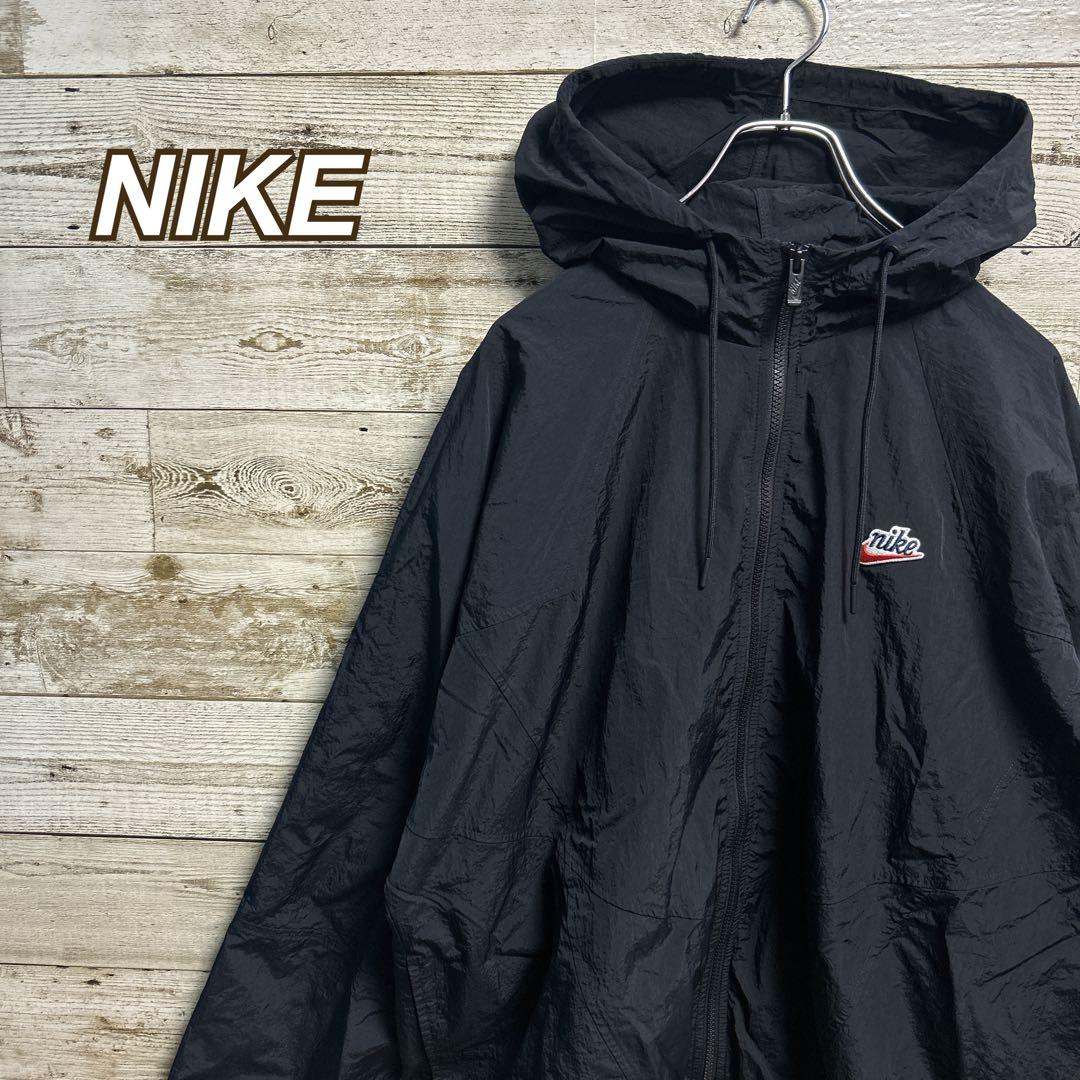 164【希少XXLサイズ】ナイキ☆ワンポイント刺繍ロゴナイロンジャケット