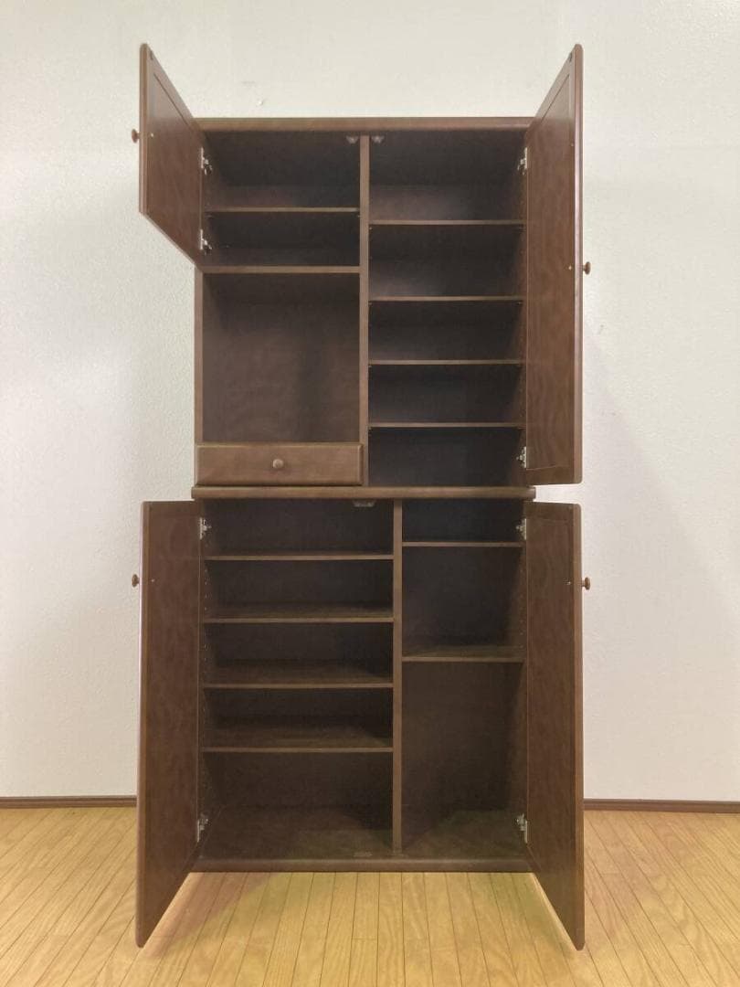 激安 ミラー付き シューズボックス 茶 ダークブラウン 靴箱 下駄箱 木製