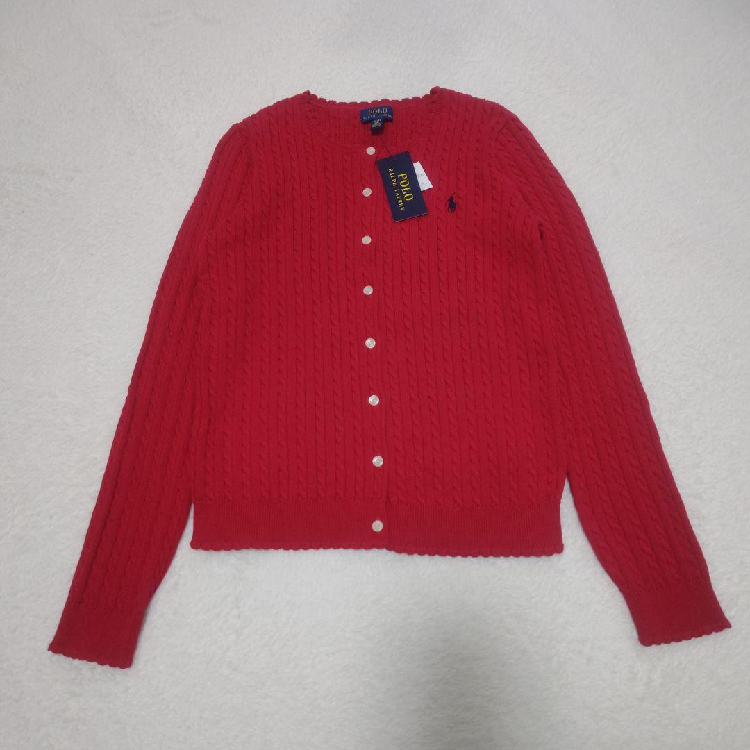 タグ付 未使用品POLO RALPH LAUREN カーディガン ケーブル 赤
