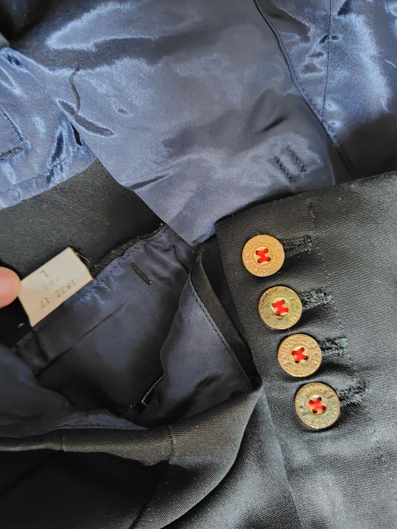 ハイウエストボンタン、年代物中古変形型学生ズボン　胴釦4個