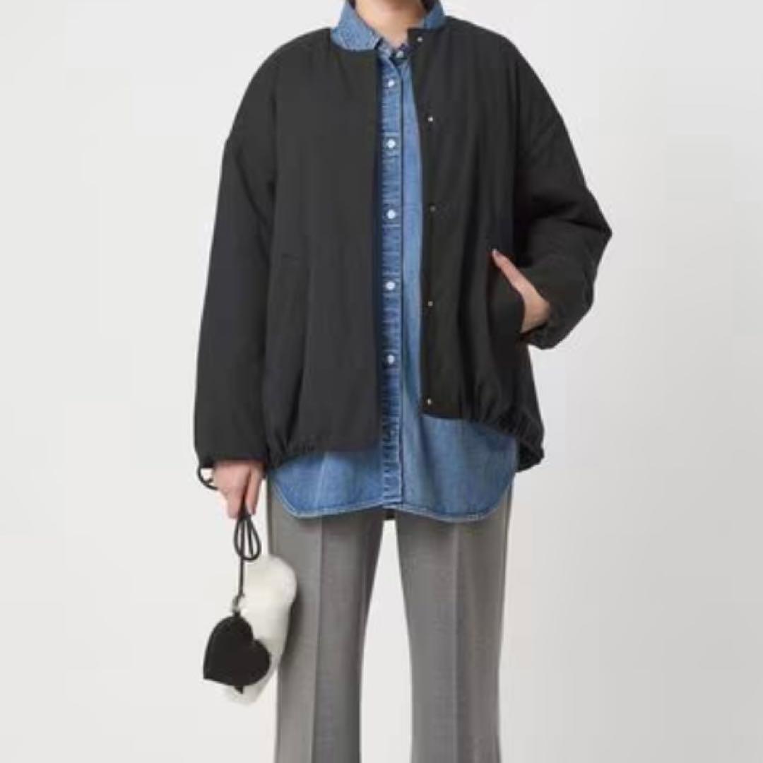 未使用級♡グリーンレーベル リラクシング パフィー ノーカラー ブルゾン 黒