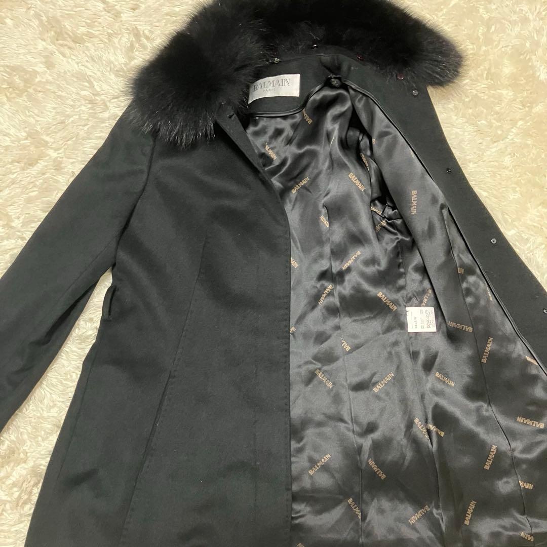 極美品！バルマン！カシミヤ100%コート！ファー！ベルト