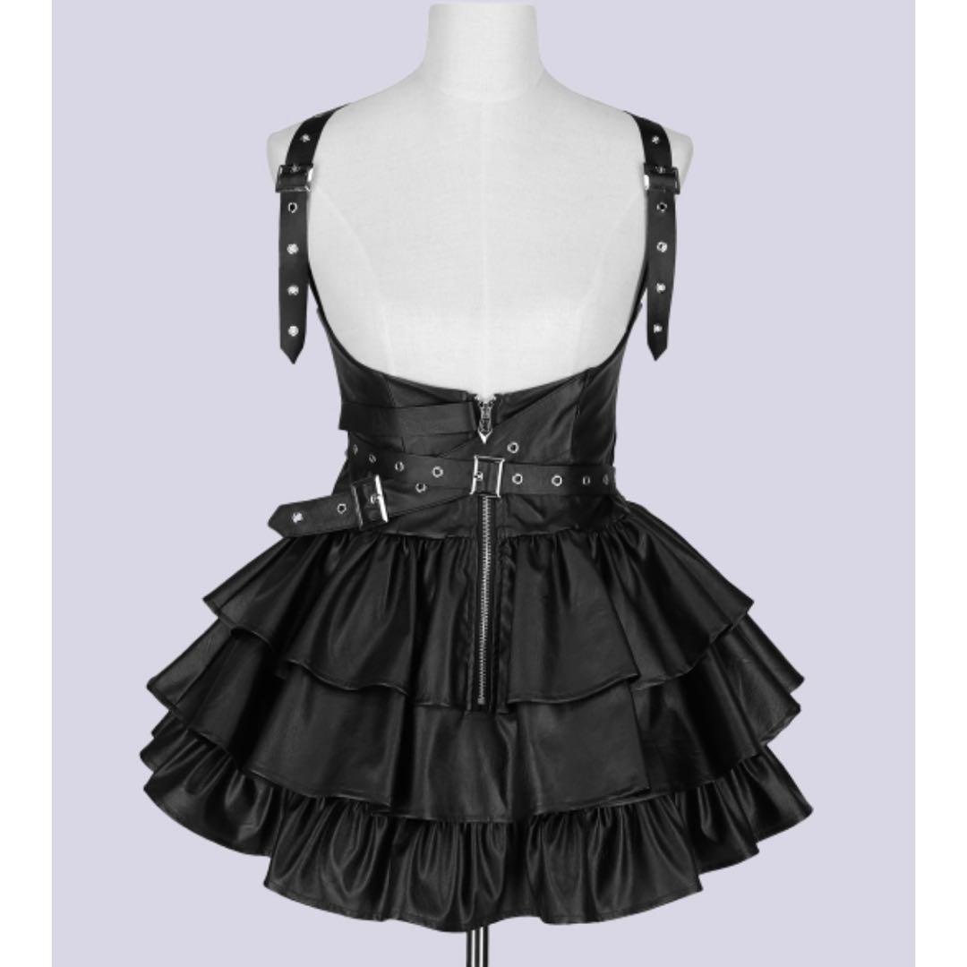 スカート IMVAL / Frill Leather Dress [BLK]