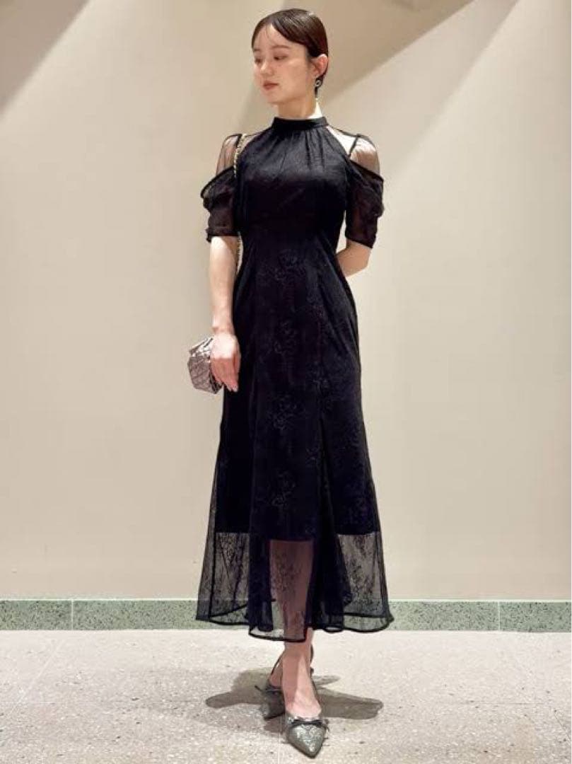 SNIDEL スナイデル　シアーショルダーレースドレス