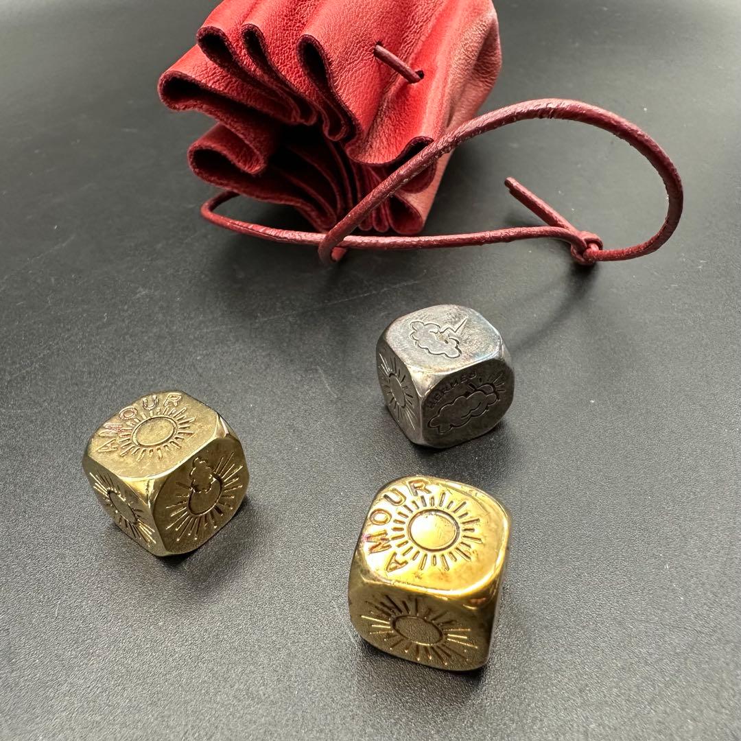 Hermes エルメス フォルチュナ サイコロ3個セット 革製袋入り