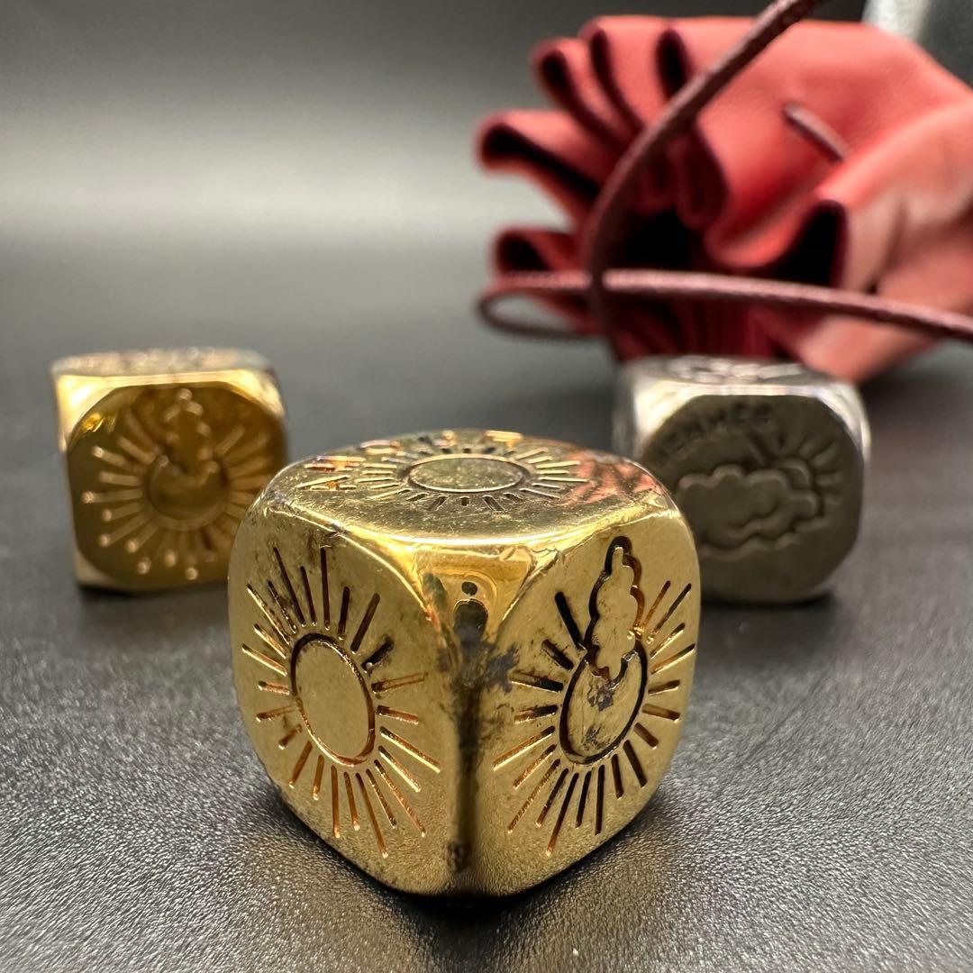 Hermes エルメス フォルチュナ サイコロ3個セット 革製袋入り