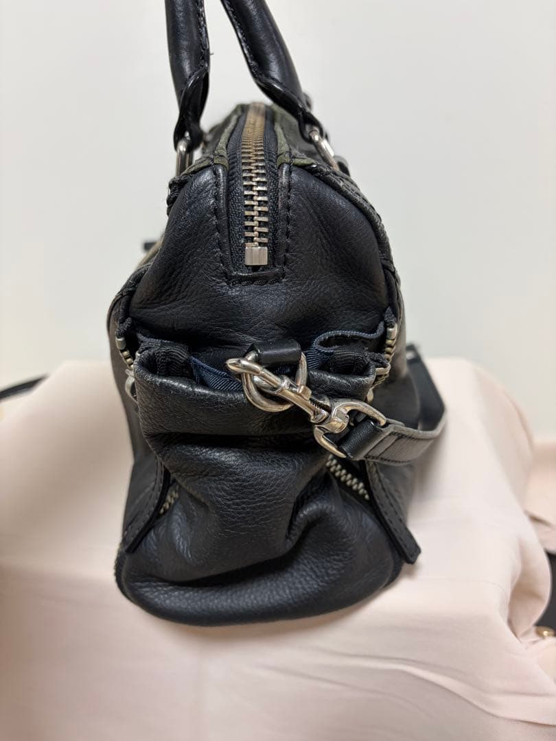 DIESEL ブラックレザー 2WAYハンドバッグ ショルダーバッグ 最安y2k