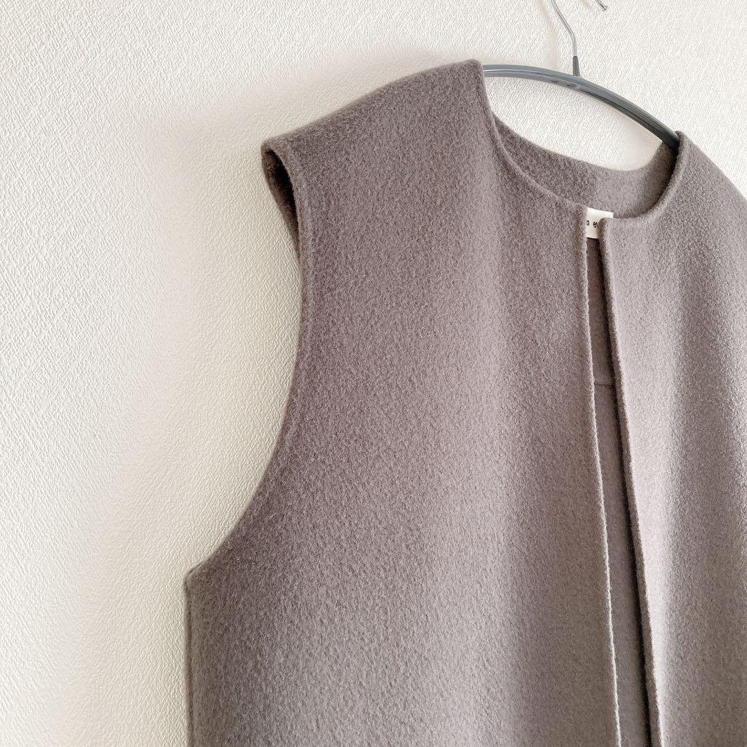 2022✨ evam eva　リバー ウール　ロングベスト　ジレ　F　グレー