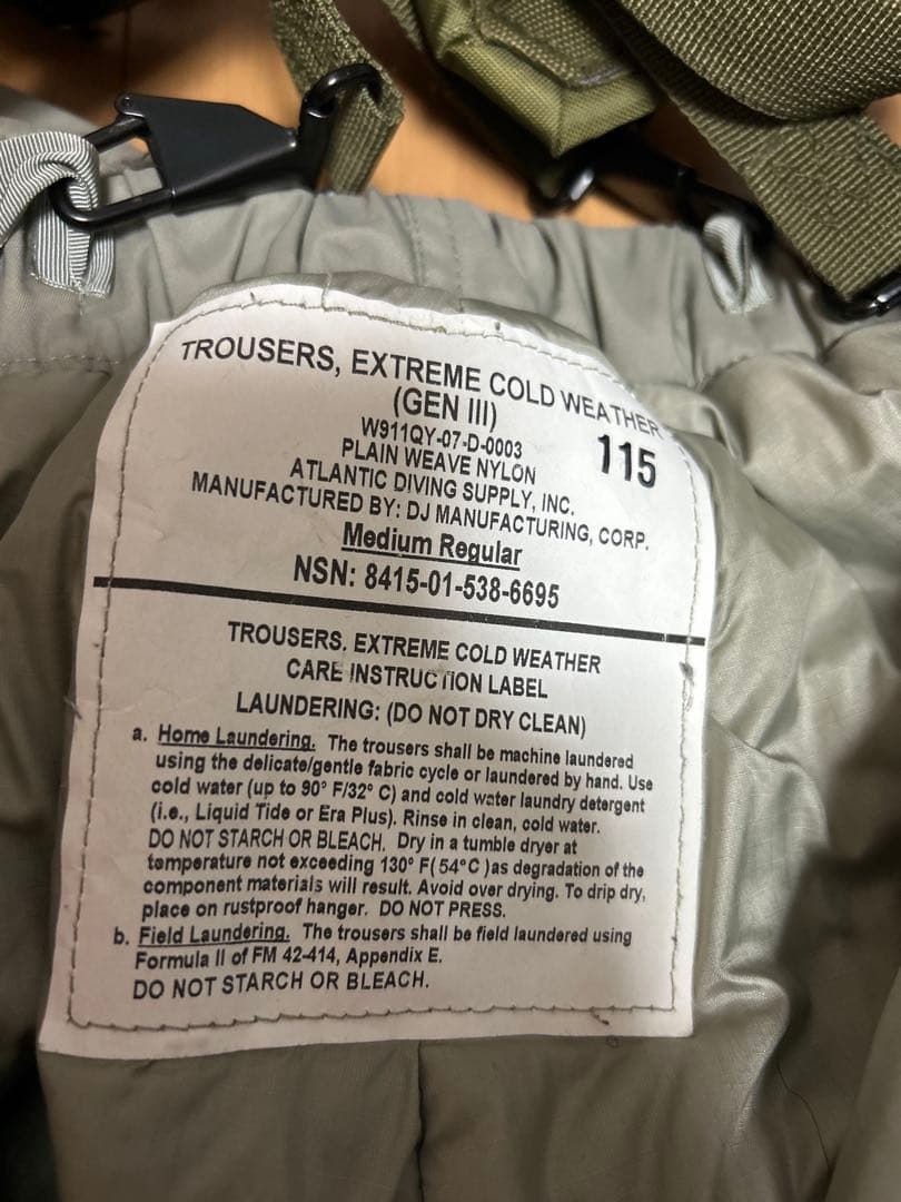 ecwcs gen3 level7 パンツ　プリマロフト　M