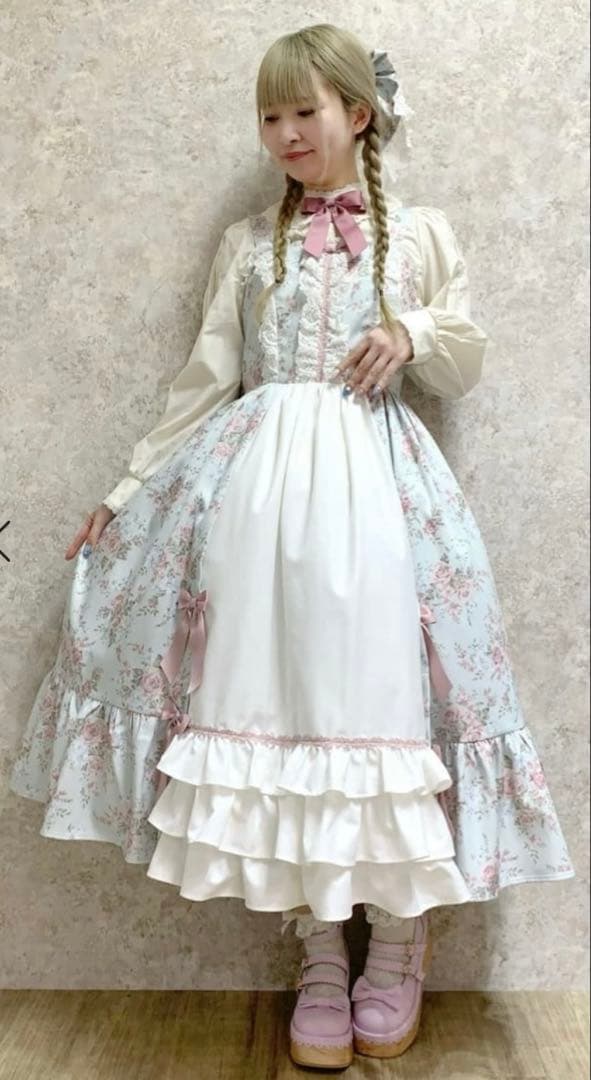 axes femme Chalmiereクラシカルローズ柄ジャンスカ（ミント）