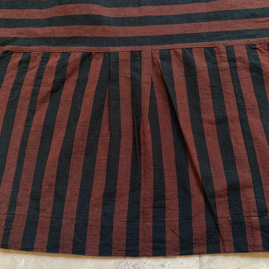 ヤンマ産業　YAMMA 会津木綿ブラウス　エンジ　背中タック　ゆったり