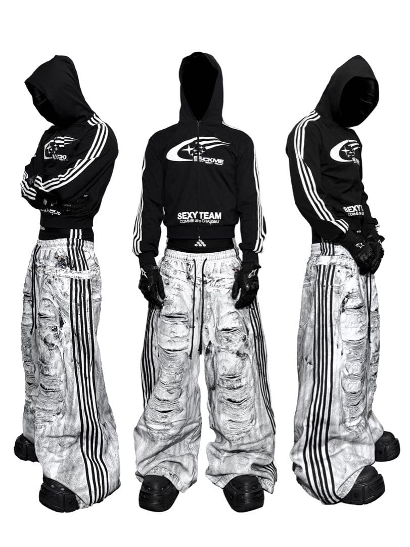 RYE CHASIN ダメージ加工 バギーパンツ ワイド 白 y2k opium