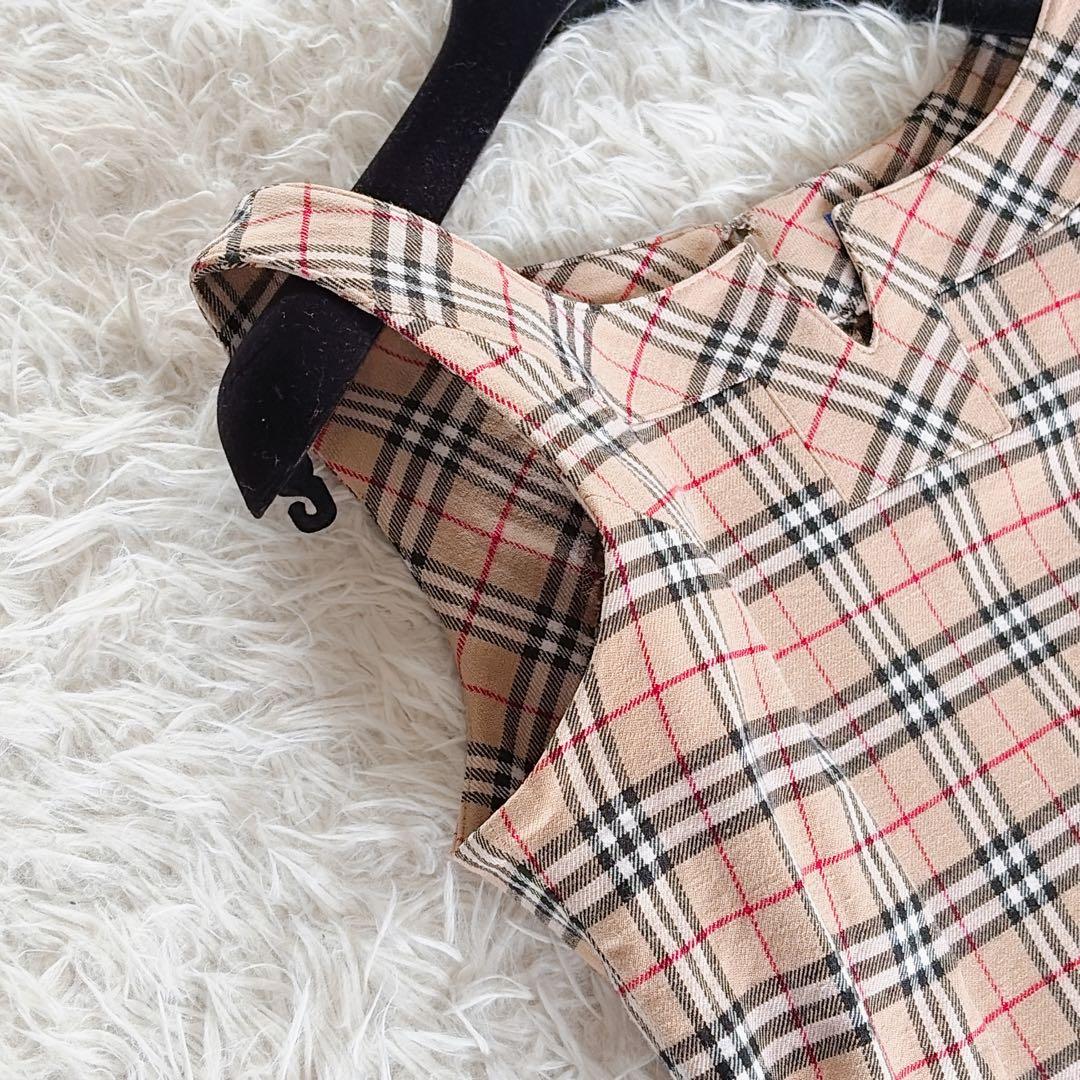 美品✨【バーバリーズブルーレーベル】ノースリーブワンピース ノバチェック 38