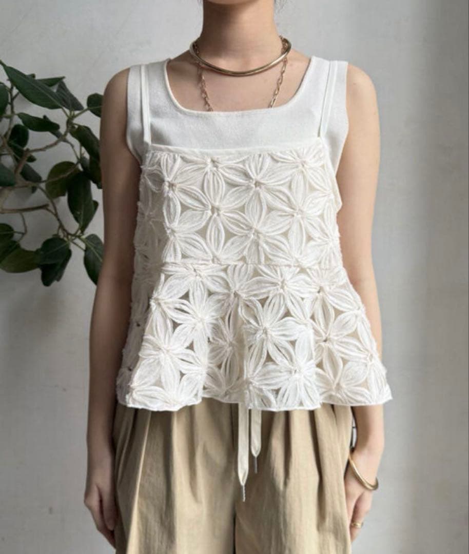 【新品未使用】DouDou チュールフラワーキャミ