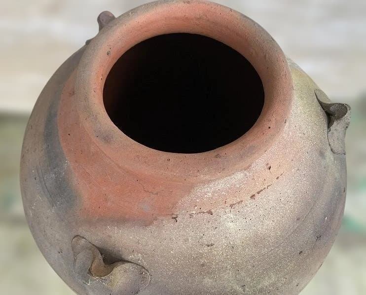 琉球焼の三耳締壷 大花瓶 高さ68cm 古民具 甕 壷屋焼 水瓶