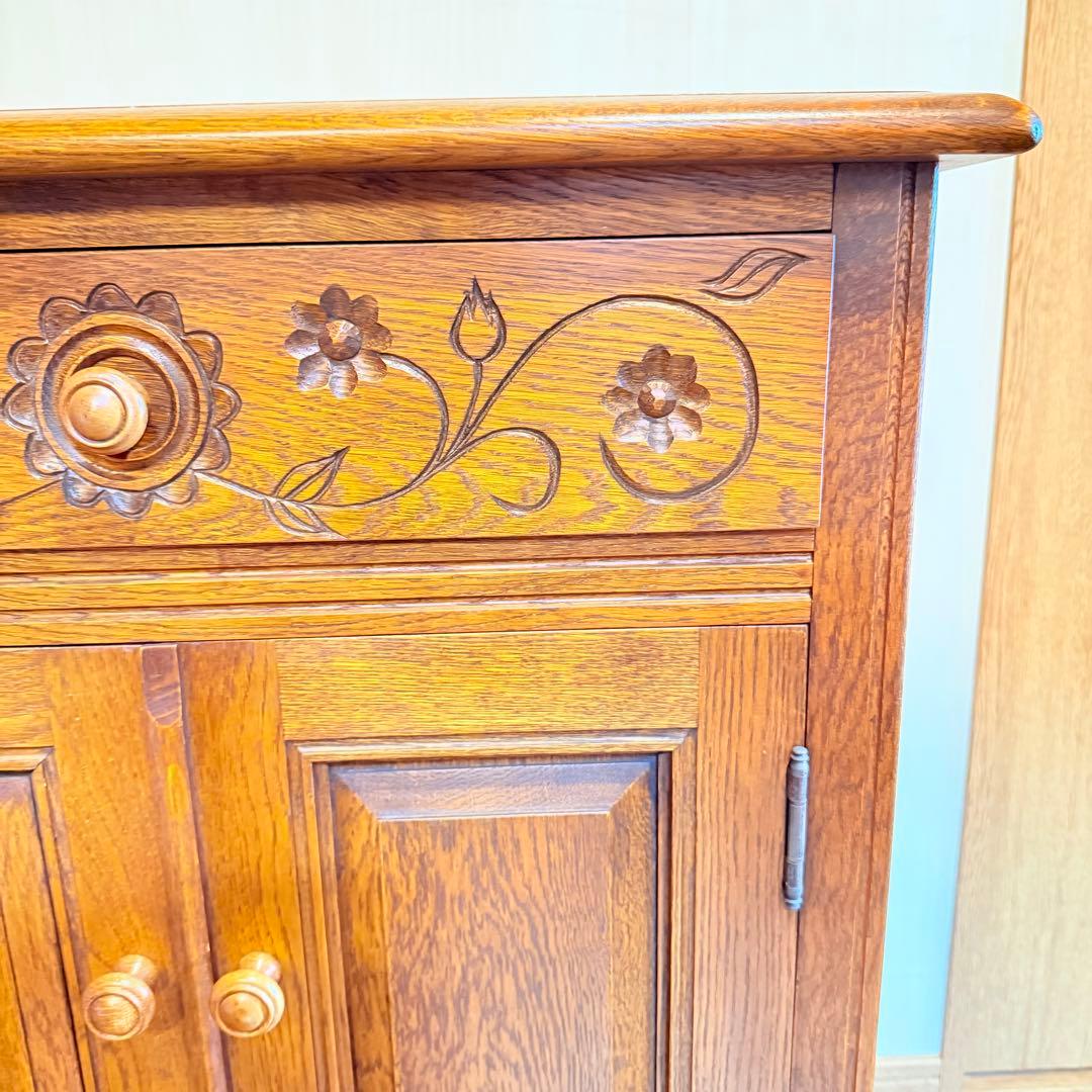 【希少】勇峰工芸 花柄キャビネット 旭川家具 キャビネット