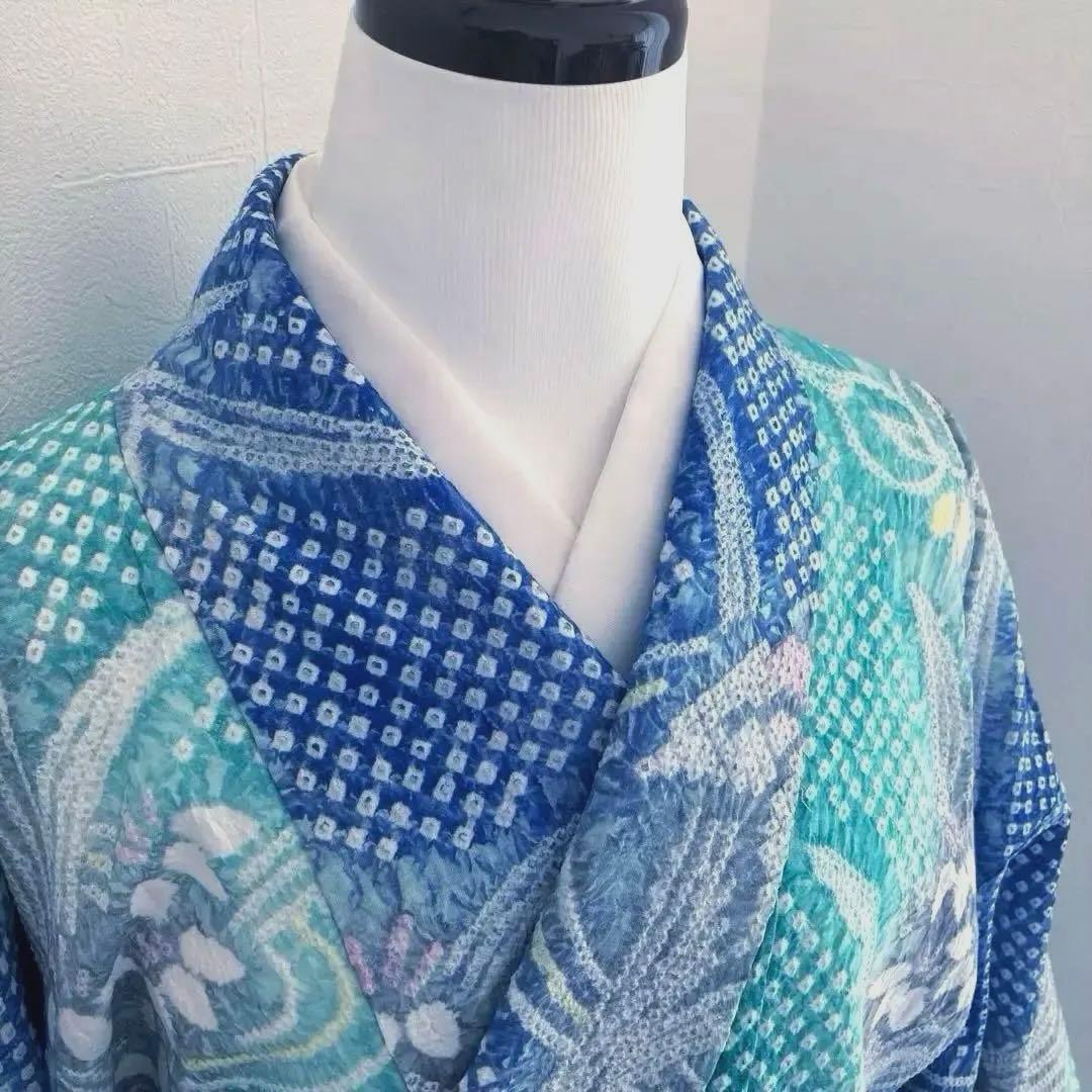 専用かな様　　有松絞り・有松鳴海絞り 身丈160 cm 菖蒲 広襟No.-220