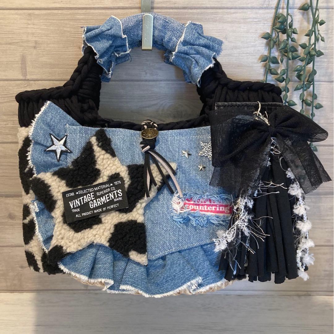 Ｎｏ576 ハンドメイドバッグ デニムリメイクバッグ リメイクデニムちょここ様